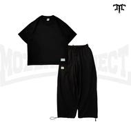 HITAM Mozzaproject Black Boxy Tshirt and Plain Balloon Baggy