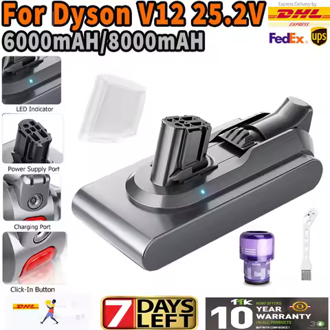 25.5V 8000mAh Battery for Dyson V12 Detect Slim Cordless V12 Absolute Extra V12 Absolute V12 Animal 