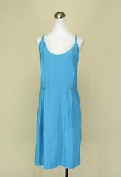 貞新二手衣 BANANA REPUBLIC 香蕉共和國 湖水藍圓領細肩帶棉質洋裝XL(12號)(74921)