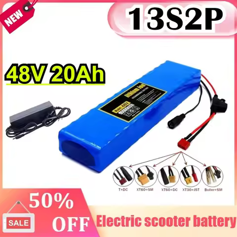 48V 13S2P 20Ah 18650 High-Power Rechargeable Li-ion for XT60 +DC /T+DC Plug Scooter Battery Pack wit
