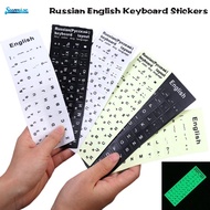 English Russian Keyboard Stickers Universal Luminous Non-slip Alphabet Layout Stickers For Laptop Desktop PC