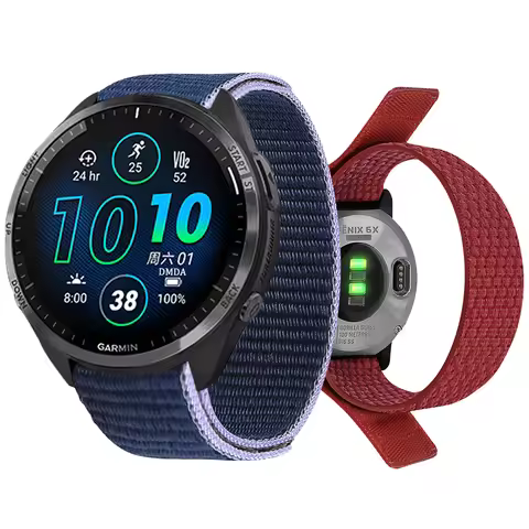 26MM 22MM Elastic Nylon Strap For Garmin Forerunner 965/Approach S70 S62 S60/Instinct 2X Solar/Fenix