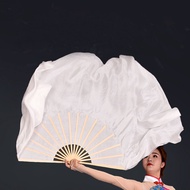 cod Black White Silk Fan Veils 1Pair Women Large Colorful Flowy Silk Dance Flutter Fan Veil Hand-Dye