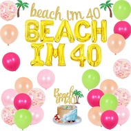 Sursurprise Beach 40th Birthday Party Decorations, Beach I’m 40 Banner Balloon Cake Topper, Tropical