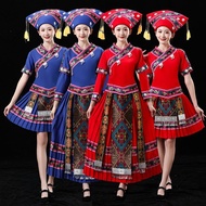 March Three Ethnic Costume Guangxizhuang Ethnic Costume Female Performance Costume Performance Costu