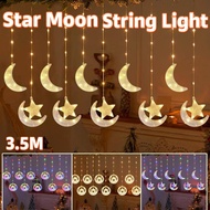Lampu Raya Bulan Bintang LED Moon Star Light Curtain Decoration Ramadan Outdoor Garden Ornament