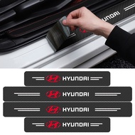 rbon Fiber Door Sill Protection Sticker 4pcs Car Accessories for Hyundai I30 Tucson Veloster Kona I10 I35 Elantra Santa