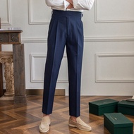 Mr. Lusan 2022 Chierge Straight-Leg Pants Anti-Wrinkle Casual Ankle-Length Pants Italian All-Match Retro Suit Pants Trendy Men
