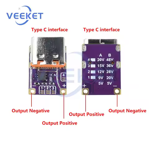PD3.0 PD3.1 QC3.0 QC4 QC5 Fast Charge Module High Voltage 5-48V Low Voltage 5-20V Voltage Trigger PD