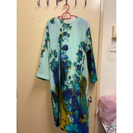 Preloved Baju kurung biru turquoise