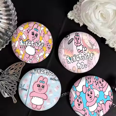 O-Opanchu Cute Usagi Photo Brooches Creative Round Badge Gifts Pins 32/44/58mm