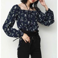 Japanese women's long-sleeved floral shirt - 2 Hands (Size XS)