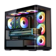 Jonsbo D300 Black MATX computer case เคสเปล่า ตู้ปลา กระจกโค้ง