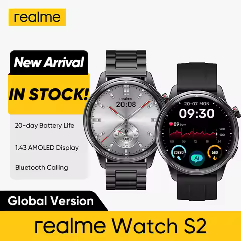 Global Version realme Watch S2 Smart Watch 1.43'' AMOLED Display 20 Days Battery Life IP68 Waterproo