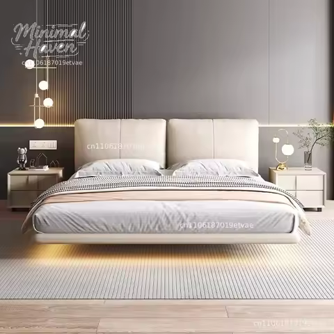 Bedroom Furniture 220x200cm 180x200cm 150x200cm Luxury Floating Double Bed Frames With Led Base Lit