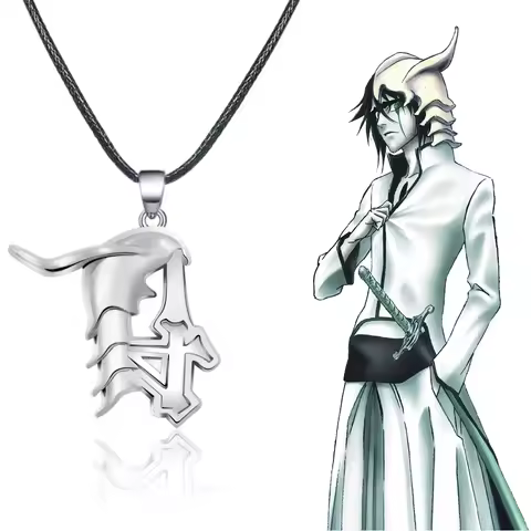 Anime Bleach Ulquiorra Cifer Mask Necklace Fashion Kurosaki Ichigo Broken Masks Pendant Metal Choker