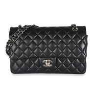 Chanel Black Quilted Lambskin Medium Classic Double Flap Bag Silver Hardware, 2016-2017