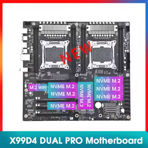 X99 D4 Dual LGA2011-3 Motherboard 10 SATA 3.0 Port USB 3.2 8*NVME M.2 placa mae x99 Support XEON V3 