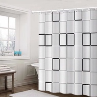 zhaoqinbin Bathroom curtain waterproof fabric waterproof curtain shower curtain bathroom door curtain non perforated telescopic rodShower Curtains &amp; Accessories