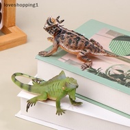 loveshopping1 Horned Lizard Green Iguana Figurine Desktop Ornaments Action Figures Wildlife Educatio
