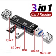 3 In 1 Multifunction USB 3.0 Type C USB Micro USB SD TF Memory Card Reader for Android IPhone Comput