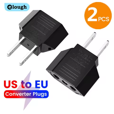 Elough 4.0mm US To EU Converter Plugs European EU To US America Travel Plug Adapter US to EU AU Powe