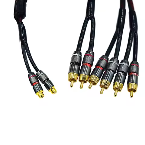 Dual 2 two rca female to six 6 rca male camplifier speaker cable double Turn 6 Computer with 5.1 sou