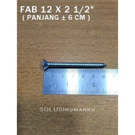 50 Wood Screws Iron/Philips FAB 12 x 2 1/2" Flat Head 5.2x63.5mm