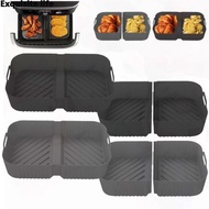 Rectangle Air Fryer Liners Reusable Silicone Baking Tray Airfryer Oven Liners Dual Basket Air Fryers Kitchen Accessories