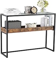 JIAOCKJIAO Console-Table, Entryway Table with Storage Rack, Sofa Table with Glass Top, Behind Couch 