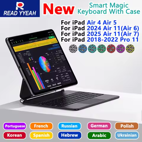 READ YYEAH Smart Magic Keyboard With iPad Case For iPad Air 4 5 2024 Air11 Air6 2025 Air11 Air 7 201