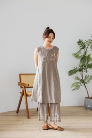 印度Soof刺繡無袖洋裝_咖灰