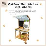 Montessori OutDoor Mud  kitchen soild  weatherproof wood  Large with Cooking Equiomentsไม้เคลือบด้วย