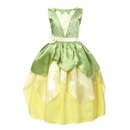 ZZOOI Princess Tianna Costume for Girl Fancy Dresses Cosplay Princess and The Frog Dress Kids Party 