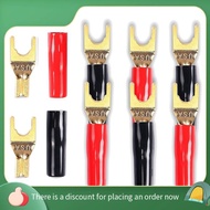 [tuwu766]Y Plug Spade Connector for Speaker Wire,8 Pcs Y Spade Plug 45 Degree Gold Plated U Fork Spa