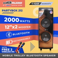 Db Audio PARTYBOX-212 Mobile trolley bluetooth speaker | 12" x 2 woofer | 2000W | rechargeable | dyn