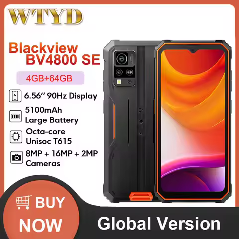 Blackview BV4800 SE Rugged Phone 4GB+64GB 6.56 inch Android 15 UMS9320E T615 Octa Core 5100mAh 4G NF