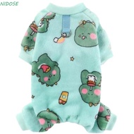 NIDOSE Pet Dog Clothes, Warm Winter Jumpsuit with Bear Dinosaurs, Fleece Pajamas for Chihuahua and P