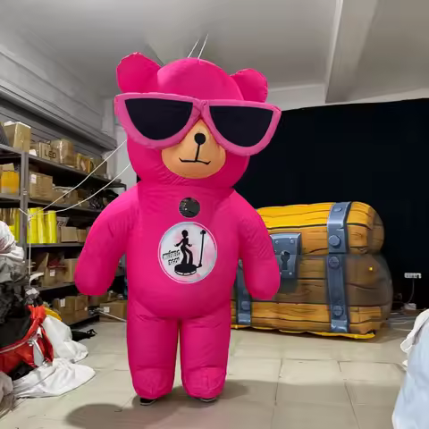 Inflatable Pink Teddy Bear Costume with Blower Giant Outdoor Kids Themed Parties Event Advertising D