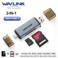 Wavlink SD Card Reader, 2-in-1 USB C+USB3.0 Micro SD Memory Card Reader Adapter for TF SD Micro SD S