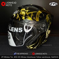 EVO MOTORCYCLE HELMET BLACK GOLD SAMURAI RS9 SUNVISOR PSB APPROVED