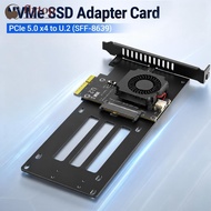 FLYTOP PCIe 5.0 x4 to U.2 (SFF-8639) NVMe SSD Adapter Card with Cooling Fan for Desktop/Server N2S1