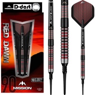 MISSION SOFT TIP DART - 19G/21G RED DAWN M1 STRAIGHT RING 90% Tungsten Darts (ARROW DART LEMBUT)