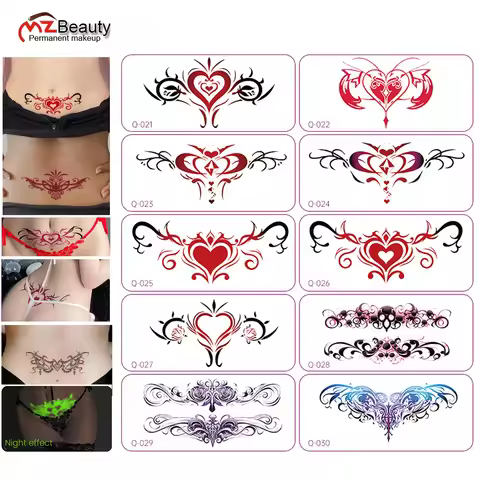 10 Pcs Glow in the Dark Succubus Temporary Tattoo Stickers Long-Lasting Waterproof Fake Tattoos for 