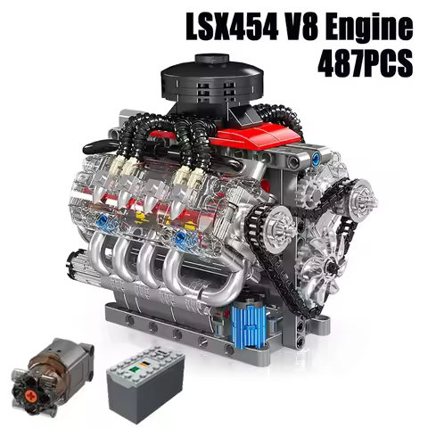 487PCS LSX454 V8 Engine Building Blocks Sets Technical Simulated Small Particle Assembly Bricks Mode
