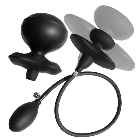 Black Silicone Inflatable Anal Plug Kit with Pump Expandable Butt Plug for Men And Women Multiple No