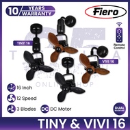 FIERO TINY & FIERO VIVI 16 Inch 3 Blades 12 Speed Remote Control DC Motor Ceiling Fan Wall Fan Corne