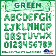 [16 Inch] - Green Alphabet Balloon & Number Ballon ABC Letters Belon Huruf A-Z 0-9 Birthday Hijau
