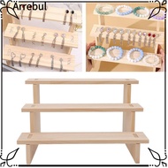 ARREBUL Display Stand Riser, 3 Tier Pine Wood 3 Tier Display Shelf, Display Racks Multifunctional Co