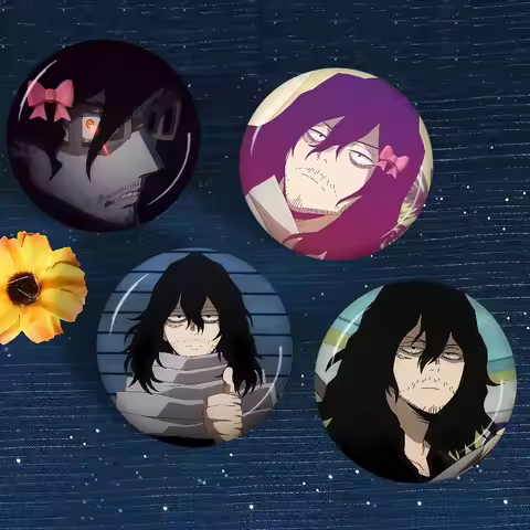 Shota Aizawa Round Button Pins Slogan Creative Brooches Backpack Clothes Decoration Fashion Cartoon 